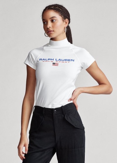 Playeras Polo Ralph Lauren Mujer Blancos - Polo Sport Cropped - KFZBP6189